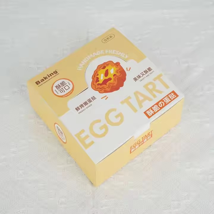 Box printing customized egg custard pop tart packaging cardboard paper box for pineapple tart cake