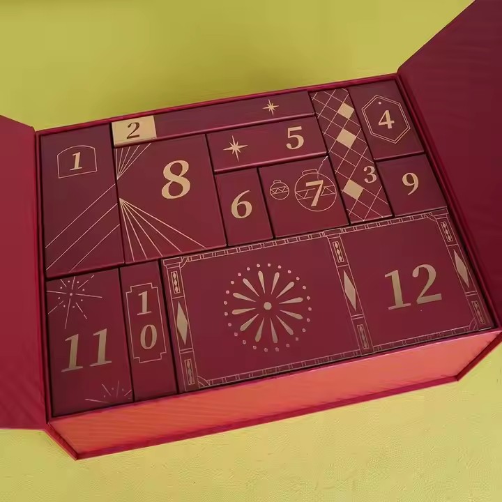 Box printing 12 days of makeup lash beauty lip gloss paper skincare christmas countdown advent calendar box