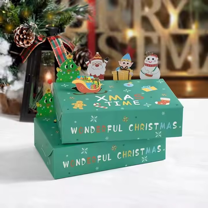 Box printing stock new christmas decorations surprise paper sacks gift boxes with ornaments