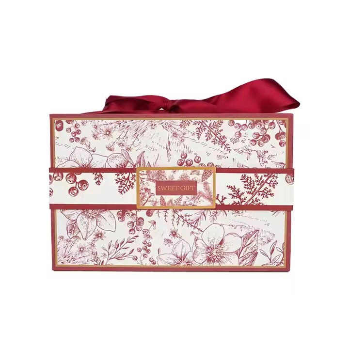 Box printing large square lid and bottom rigid paper candle gift box with ribbon