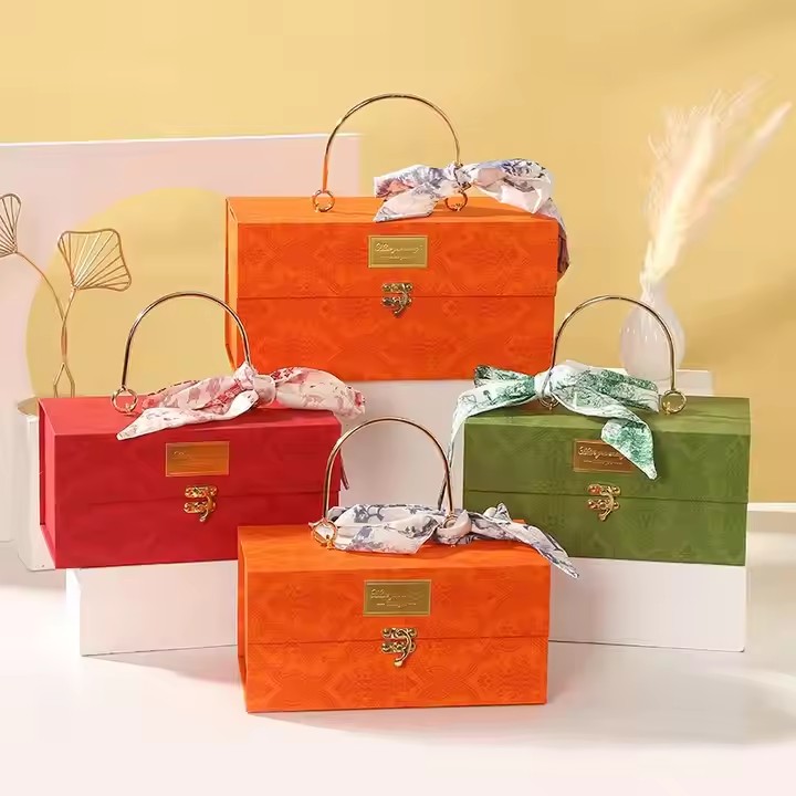 Box printing diy party wedding sweet album polyester gift boxes with silk ribbon