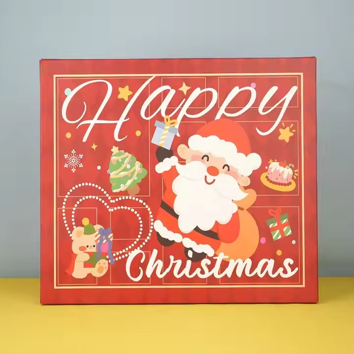 Box printing 10 days paper christmas blind advent calendar gift packaging boxes with plastic cover