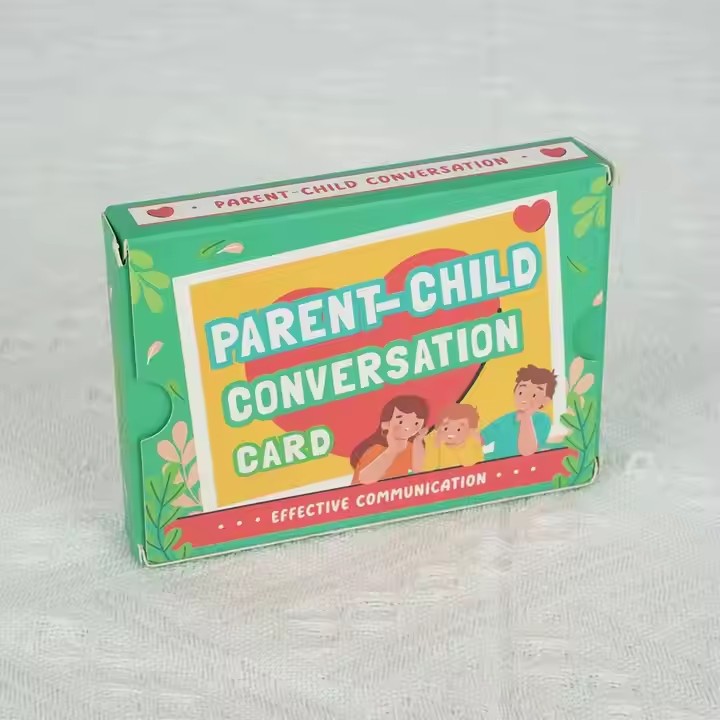 Box printing customizable cardboard square card board game with box for parent child family conversation