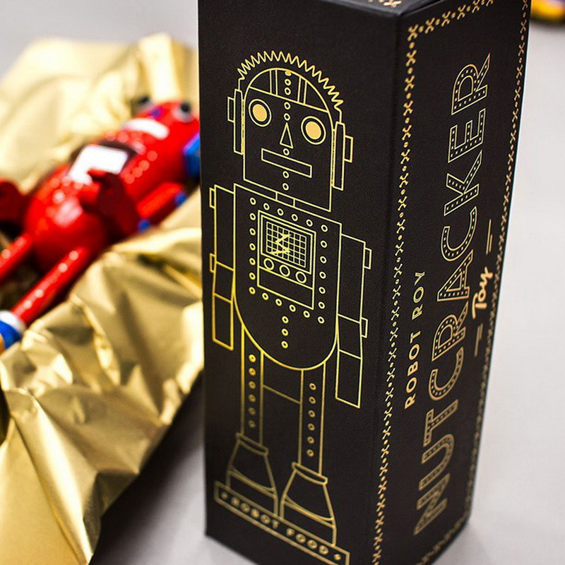Box printing custom black cardboard paper random art robot blind toys box