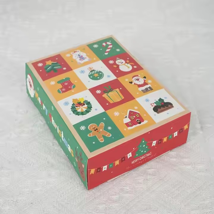 Box printing 12 days paper blind christmas chocolate candy jewelry advent calendar gift packaging boxes