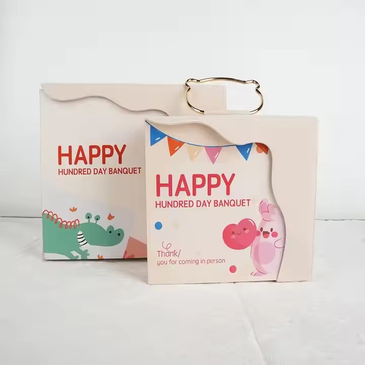 Box printing shipping party happy birthday kids gift packaging box for children with handle