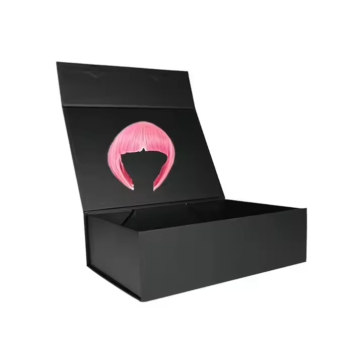 Box printing luxury quality braid human hair wig black packaging box