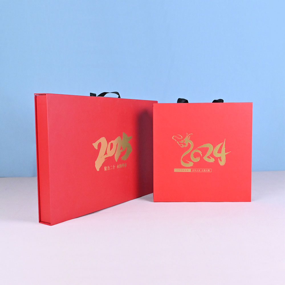 Box Printing Customizable Big Red Flip Top Magnetic Closure Divided Rigid Cardboard Gift Packaging Boxes with Black Foam Divider